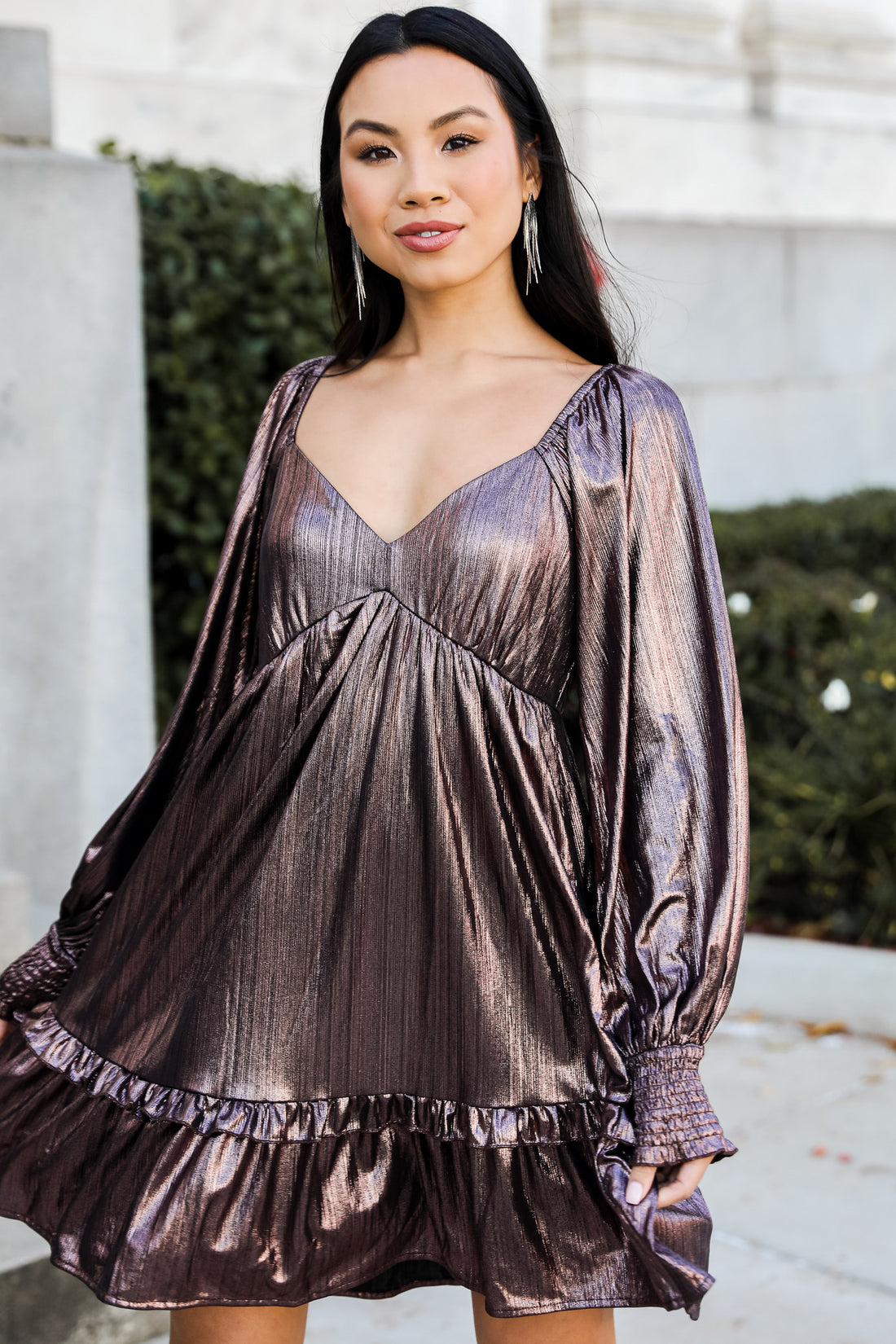 FINAL SALE - Giving Glamour Metallic Mini Dress