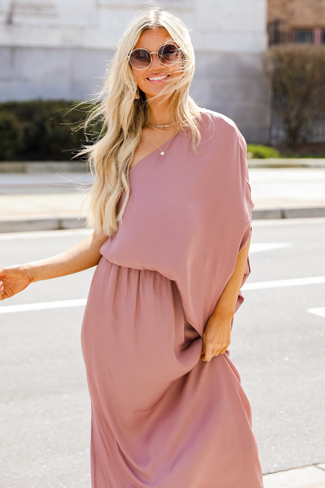 FINAL SALE - Elegant Allure One-Shoulder Maxi Dress
