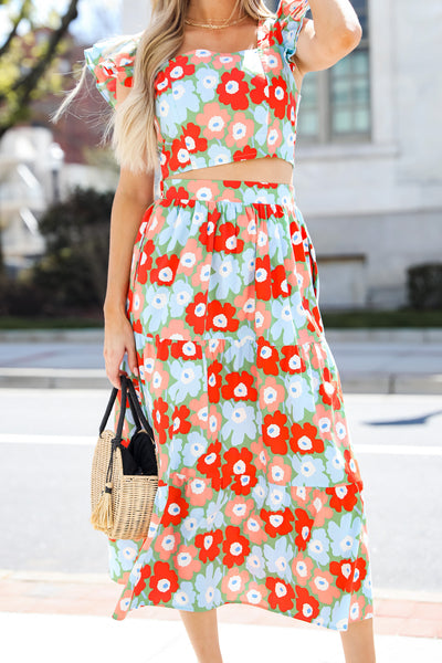 FINAL SALE - Feeling Vibrant Floral Midi Skirt