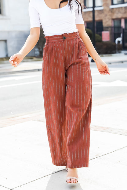 FINAL SALE - Sophisticated Season Striped Wide Leg Pants