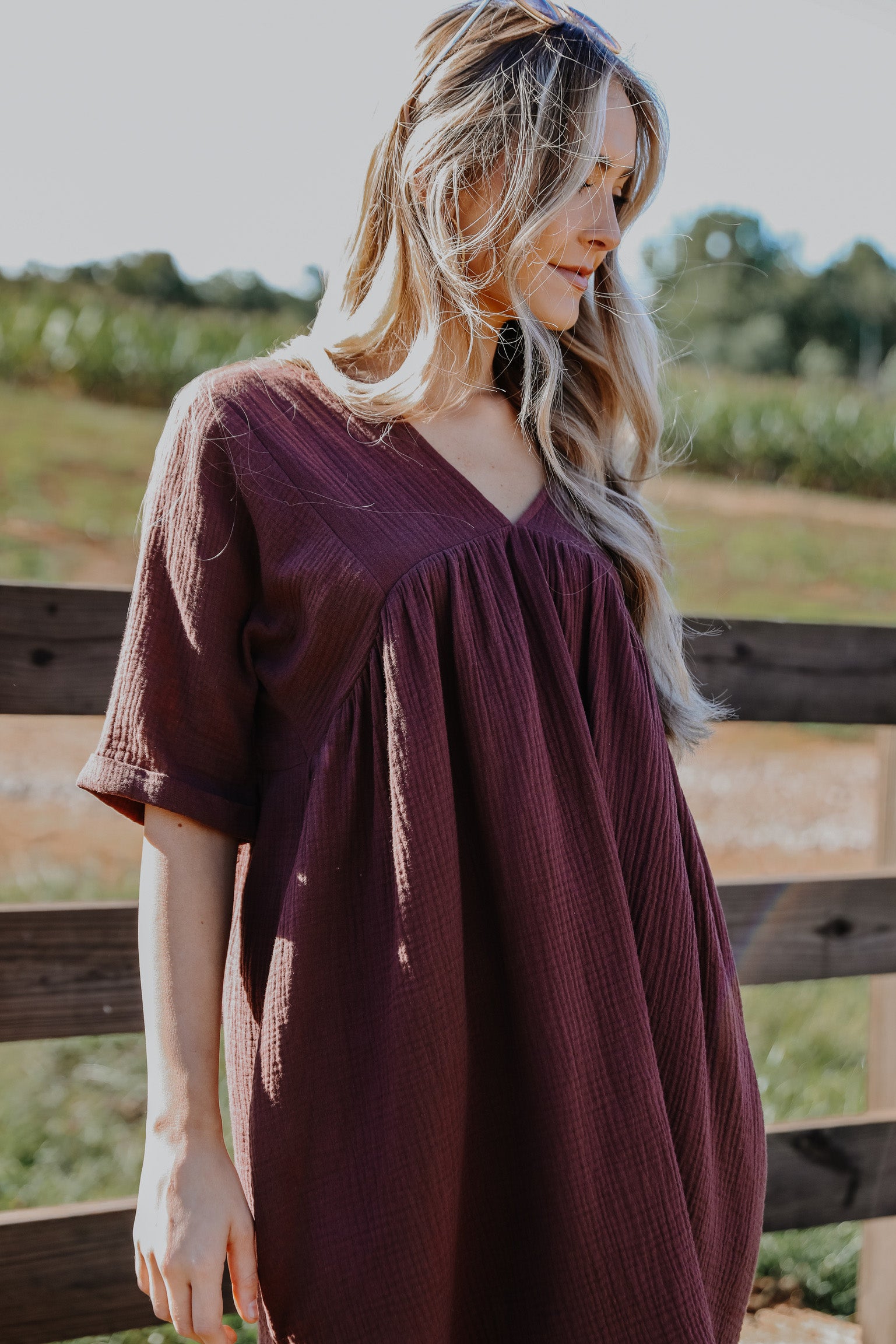 Autumn Mornings Linen Babydoll Mini Dress