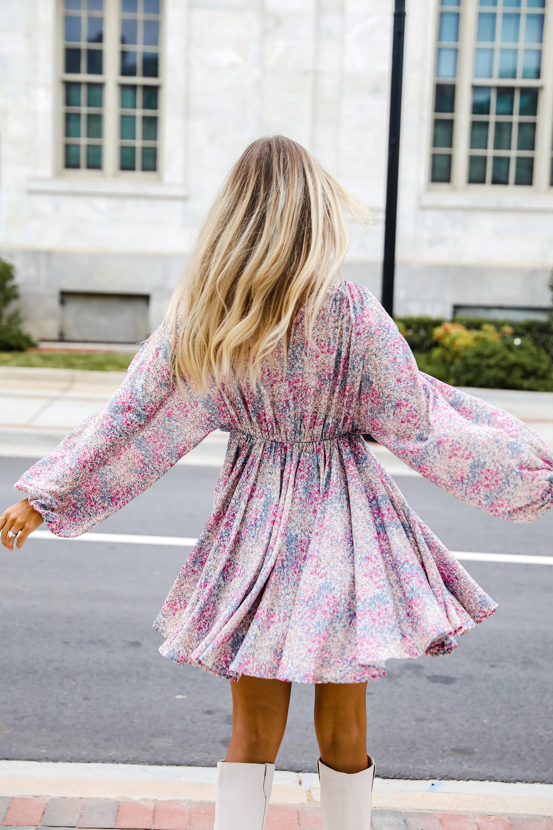 Floral Mini Dress Back View