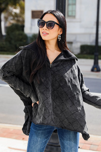 FINAL SALE - Time To Chill Quilted Quarter Zip Pullover