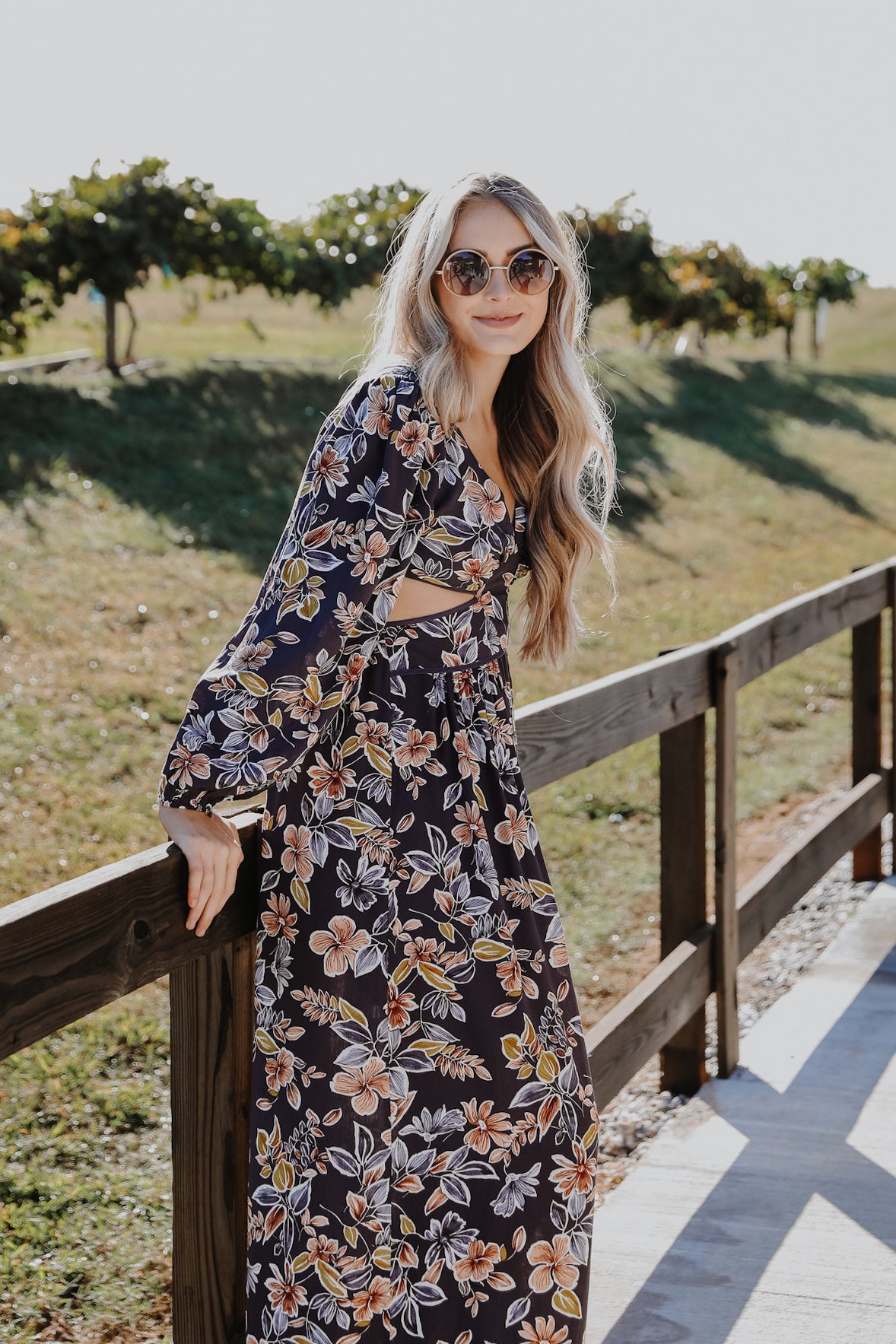 FINAL SALE - Romance In The Making Floral Cutout Maxi Dress