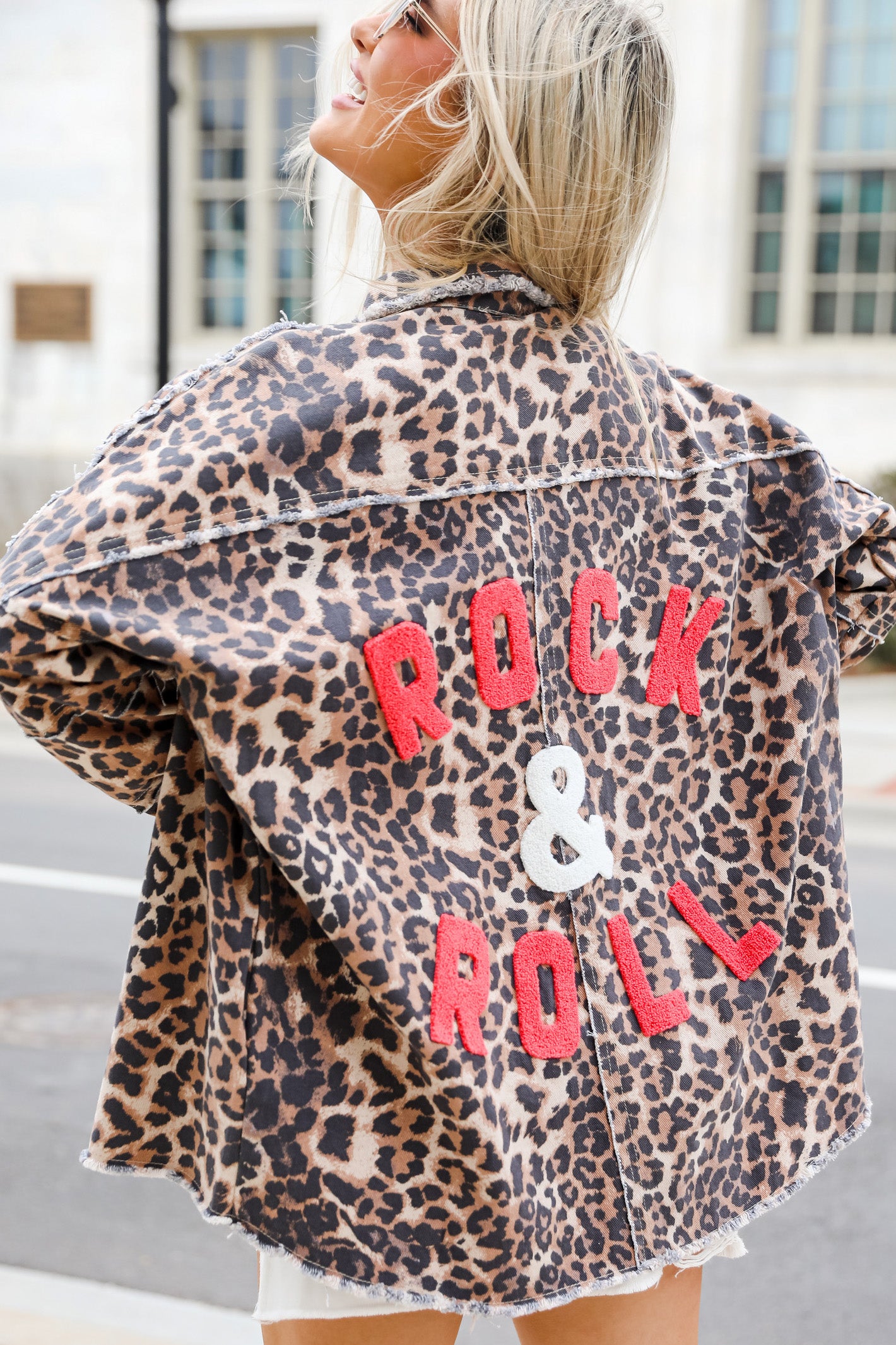 FINAL SALE - Rock &amp; Roll Leopard Denim Jacket