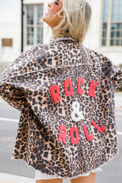 FINAL SALE - Rock &amp; Roll Leopard Denim Jacket