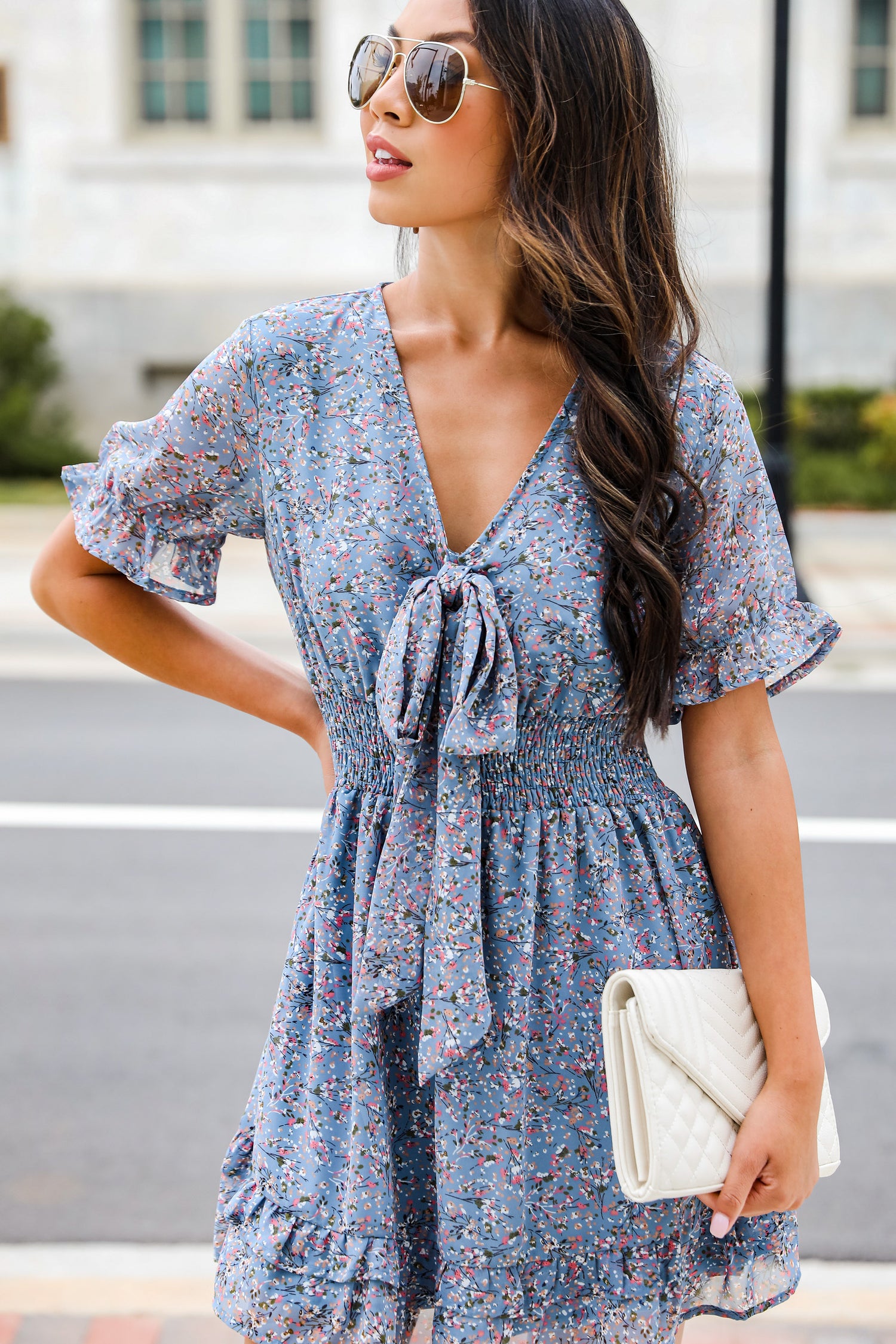 Tie-Front Floral Mini Dress