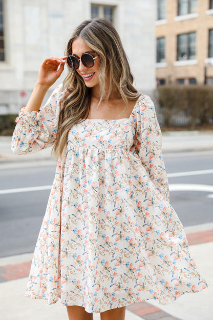FINAL SALE - Sentimental Moments Floral Babydoll Mini Dress