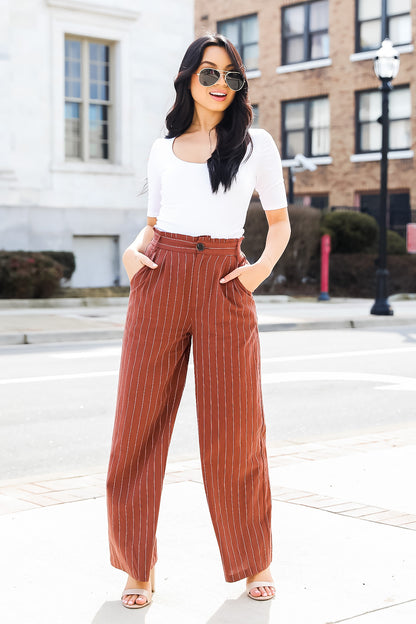 FINAL SALE - Sophisticated Season Striped Wide Leg Pants