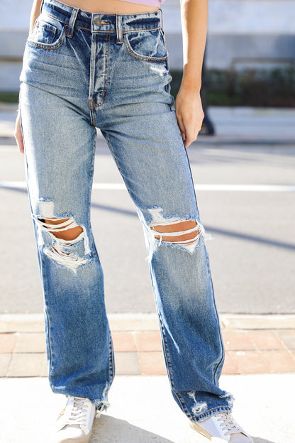 FINAL SALE - Coolest Attitude Distressed Dad Jeans