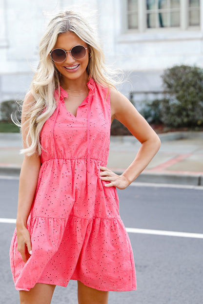FINAL SALE - Blissful Elegance Eyelet Mini Dress