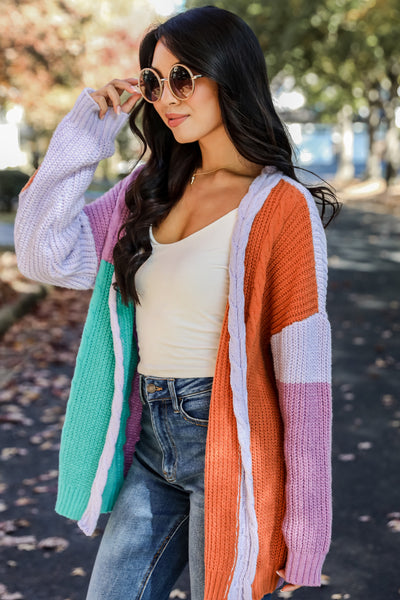 FINAL SALE - Big Time Crush Color Block Sweater Cardigan