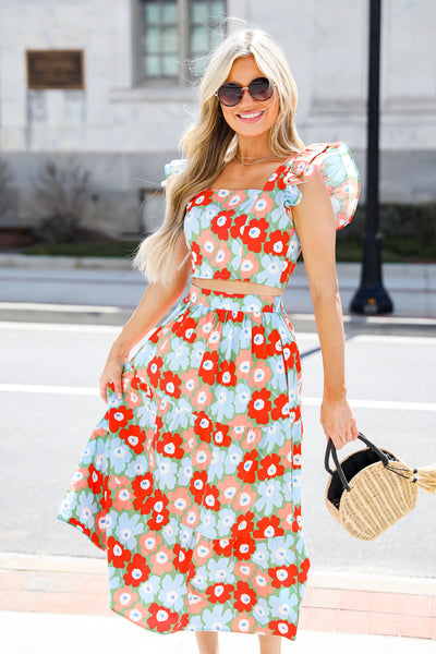 FINAL SALE - Feeling Vibrant Floral Midi Skirt