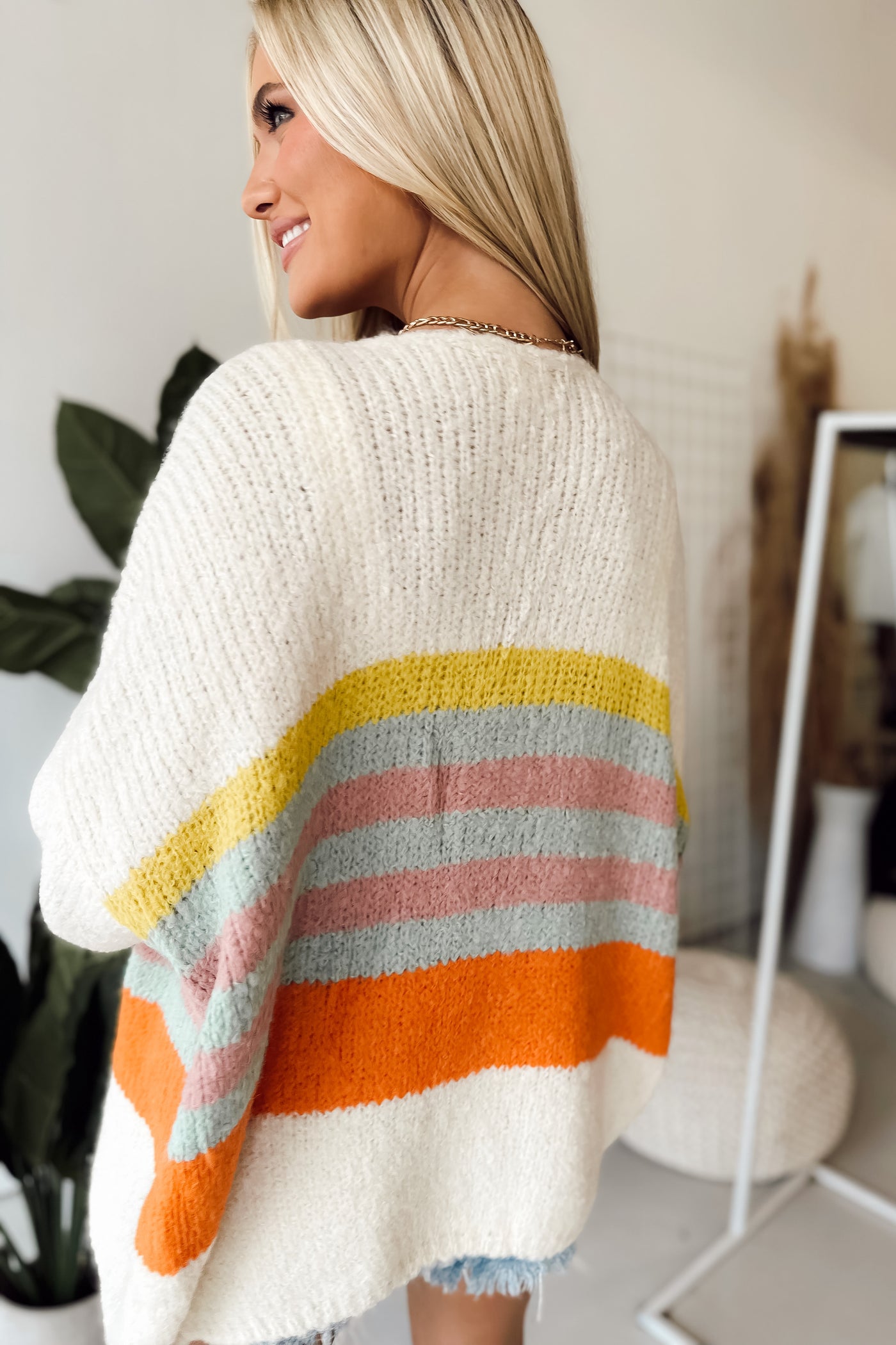 Striped Sweater Cardigan back view