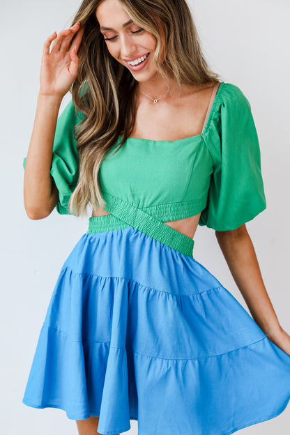 Be Bold Color Block Cutout Mini Dress