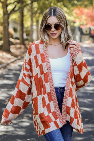 FINAL SALE - Campfire Cozy Checkered Sweater Cardigan