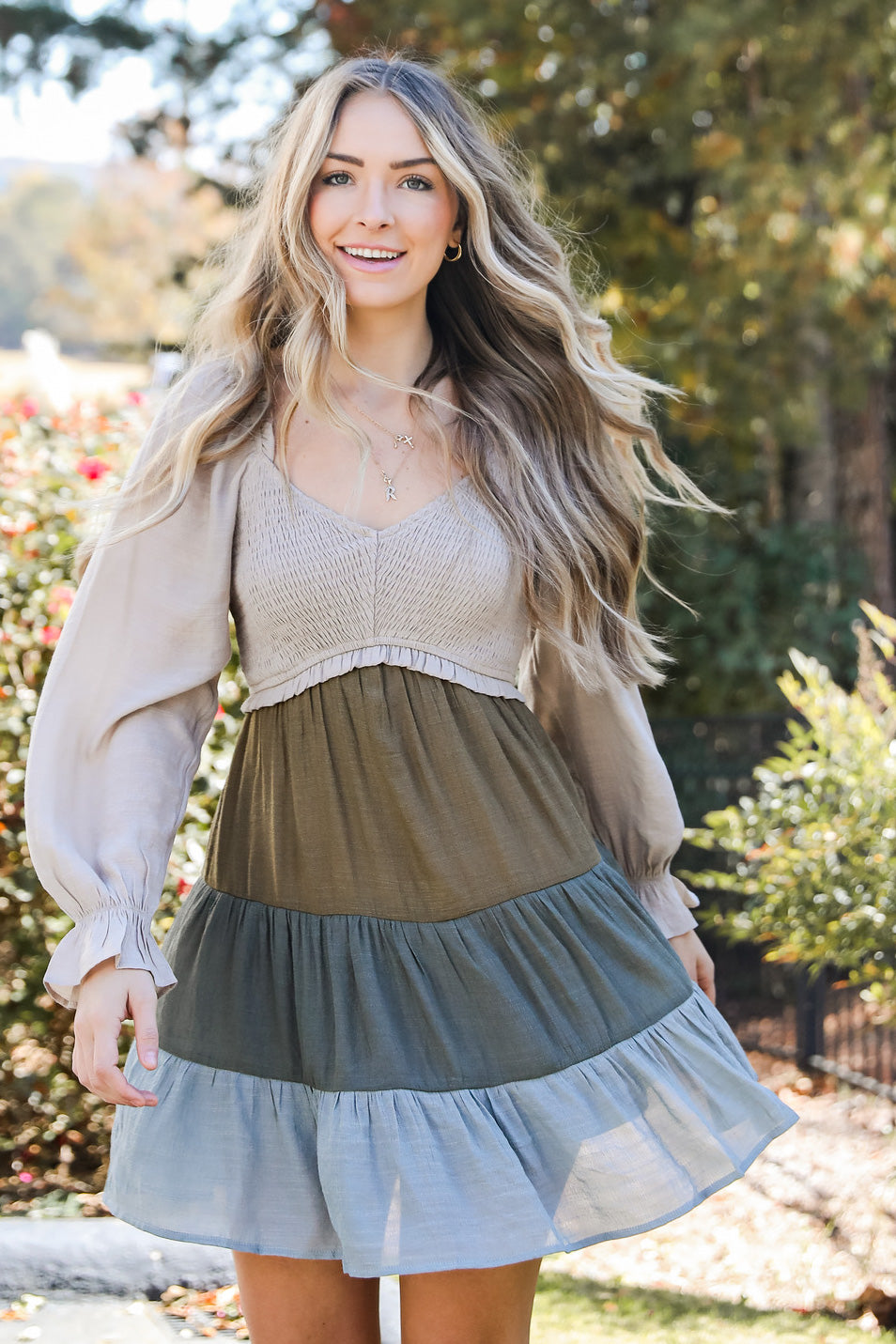 FINAL SALE - Tender Memories Tiered Color Block Mini Dress