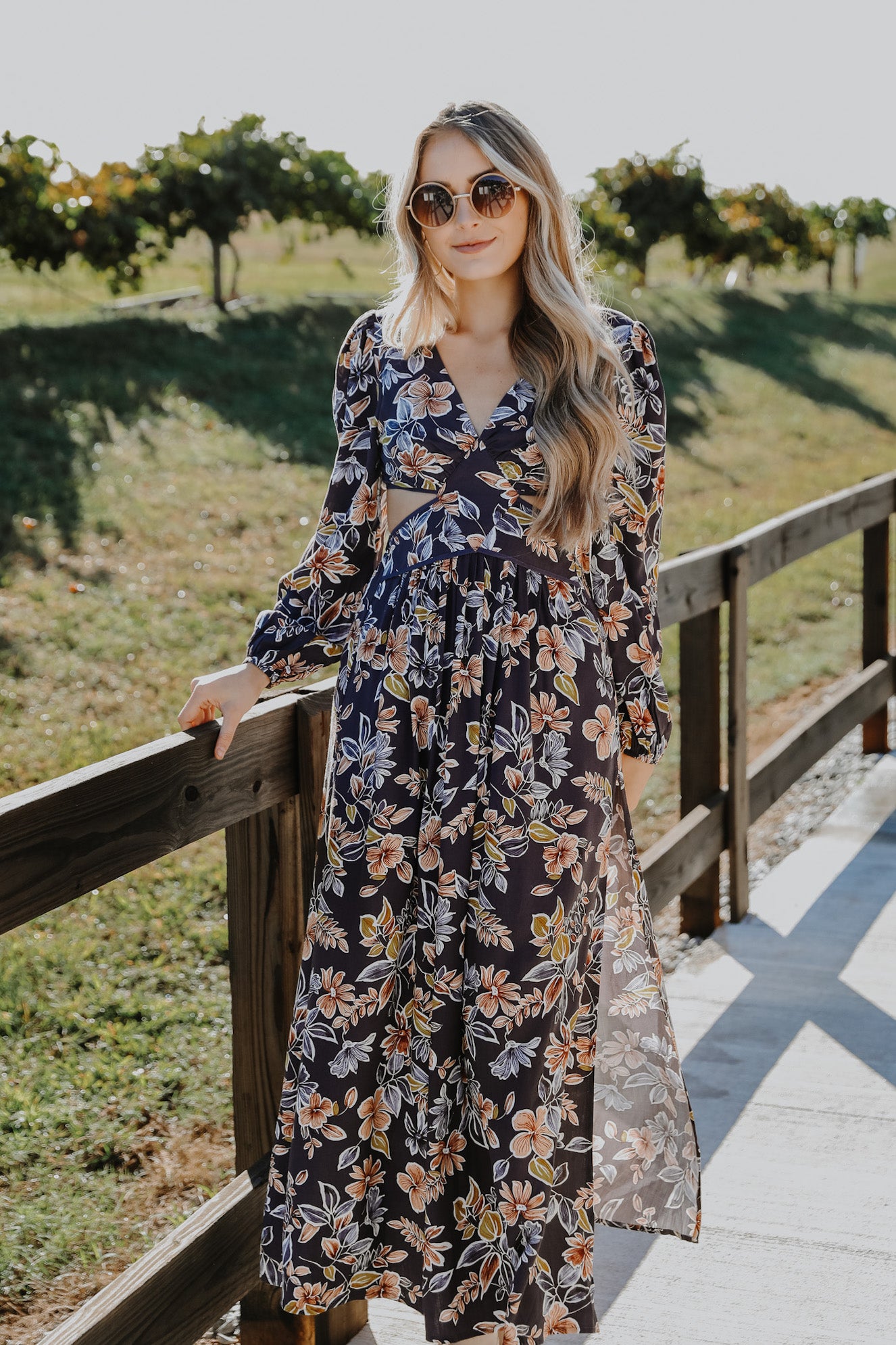 FINAL SALE - Romance In The Making Floral Cutout Maxi Dress