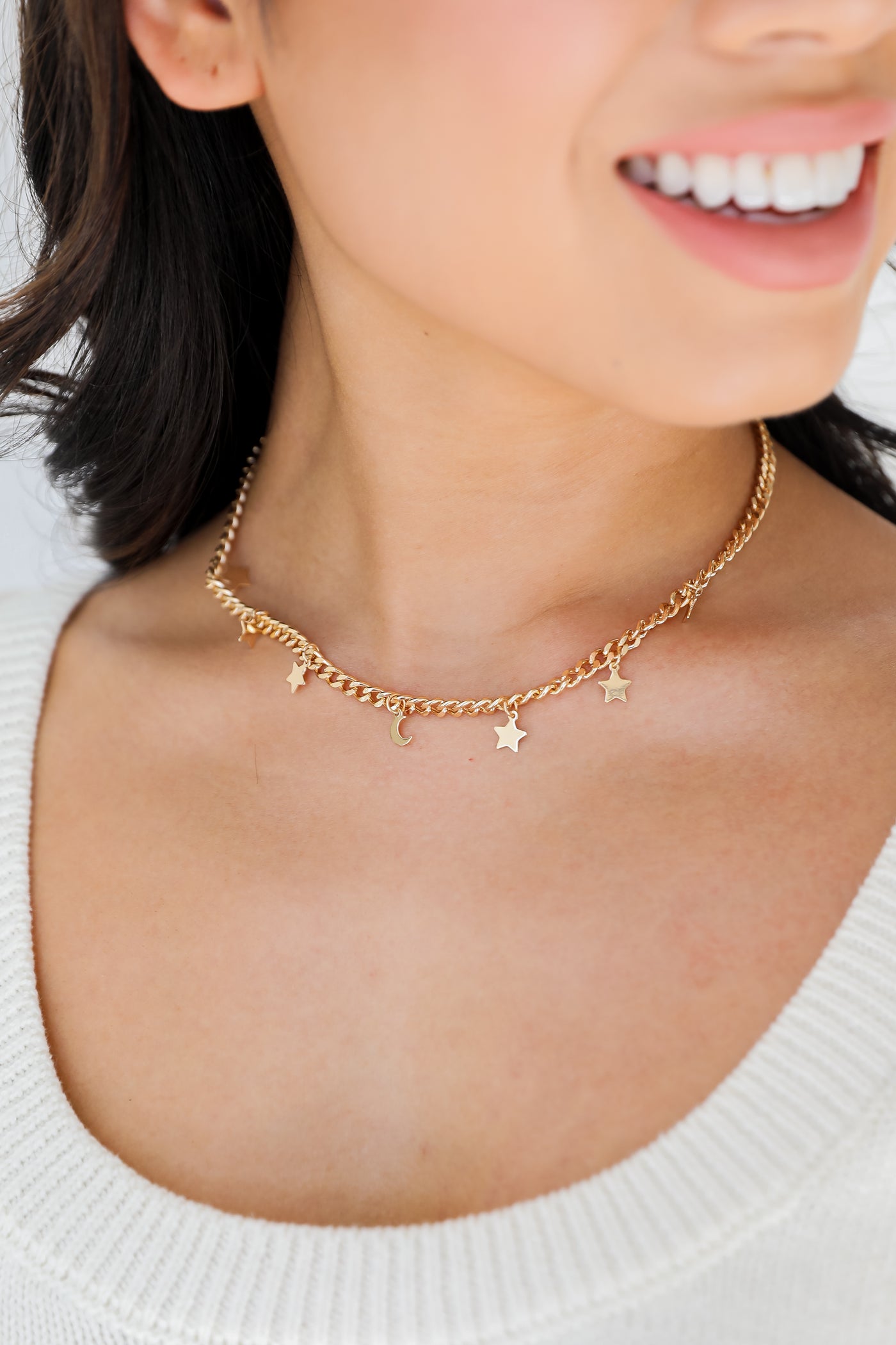 Gold Star + Moon Necklace