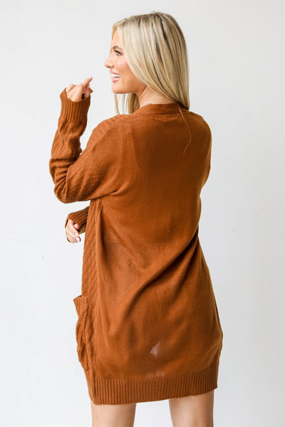 camel Sweater Cardigan back view
