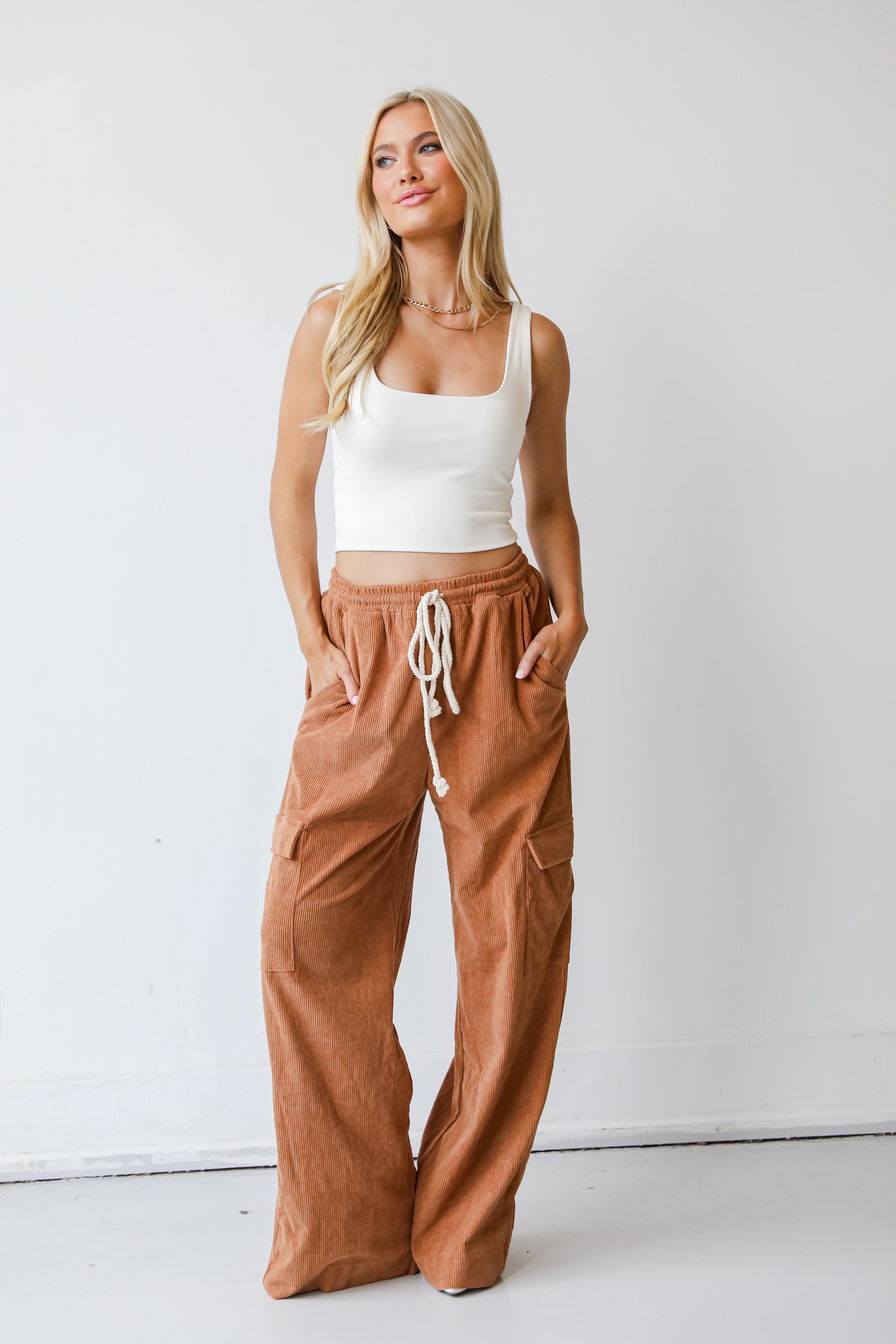 Corduroy Cargo Pants front view