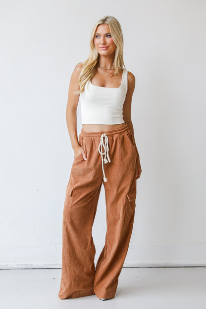Corduroy Cargo Pants on model