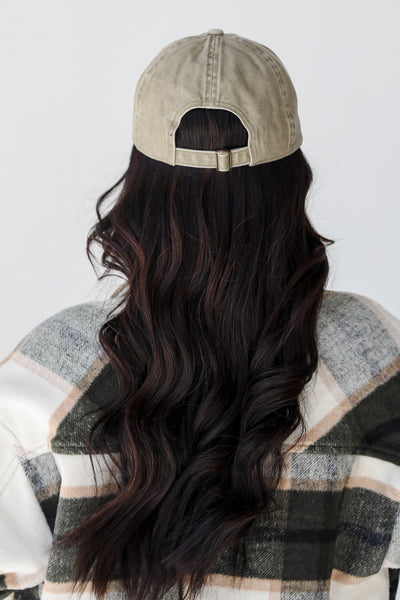 khaki ATL Distressed Embroidered Hat back view