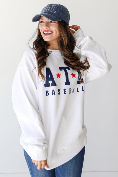 White ATL Baseball Star Pullover front view