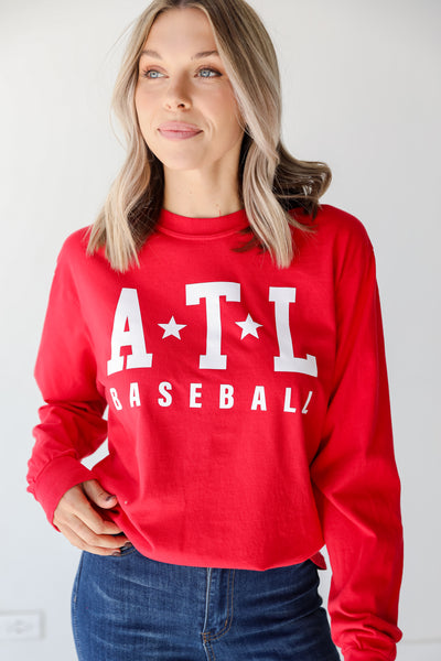 ATL Baseball Star Long Sleeve Tee on model