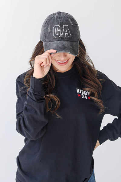 GA Embroidered Hat on model