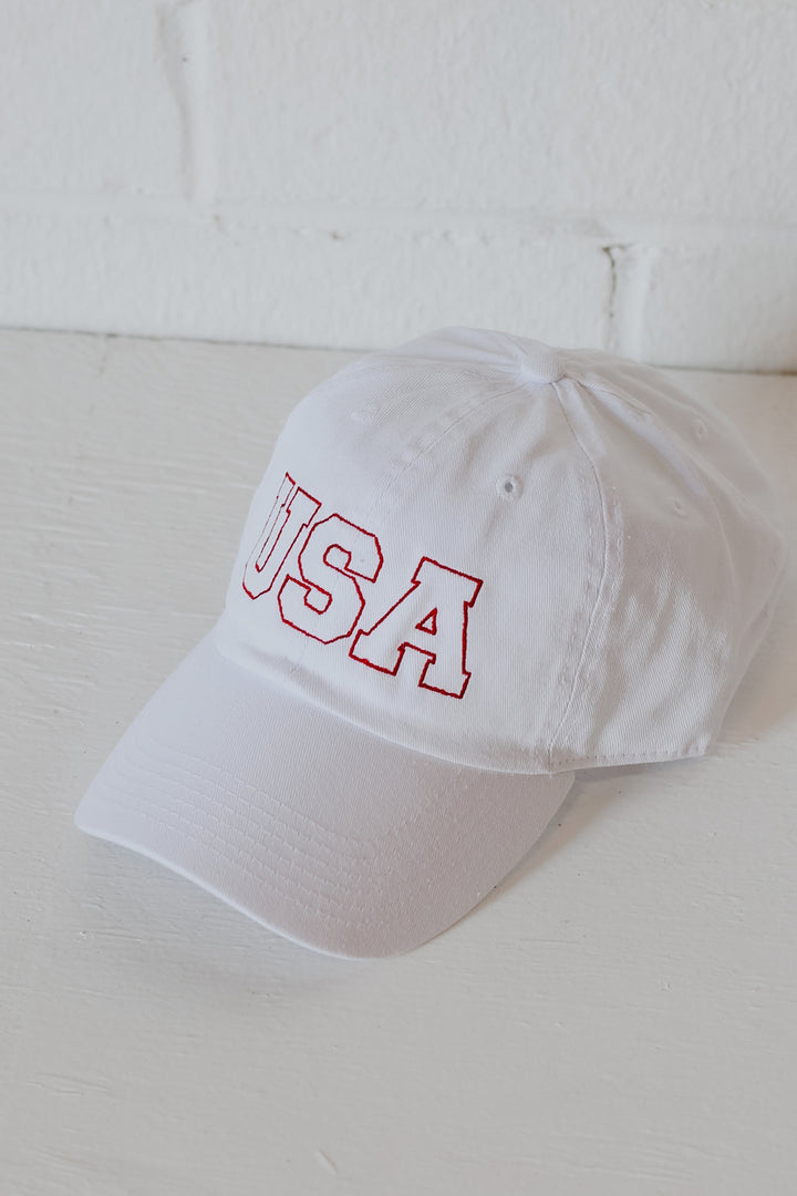 USA Baseball Hat in white side view