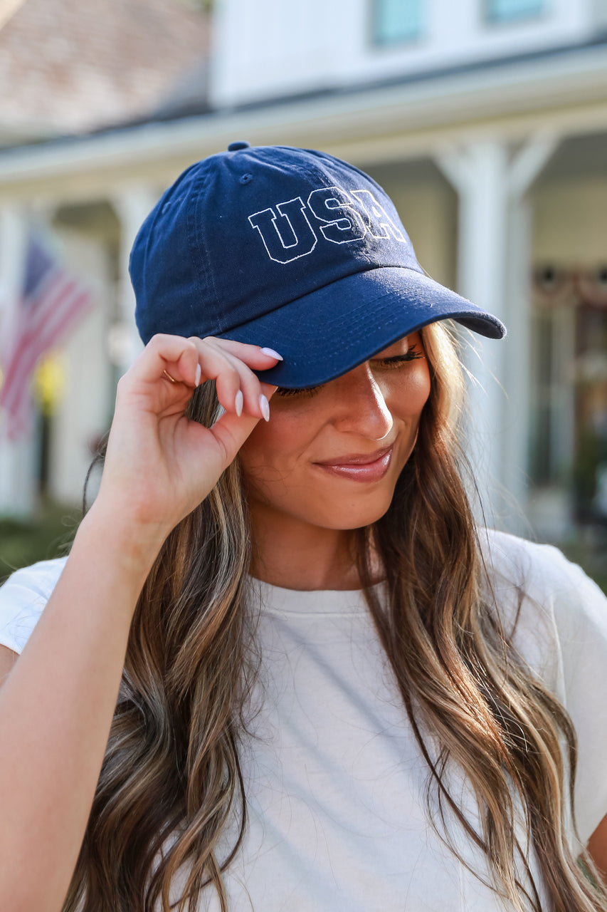 USA Baseball Hat in navy front view