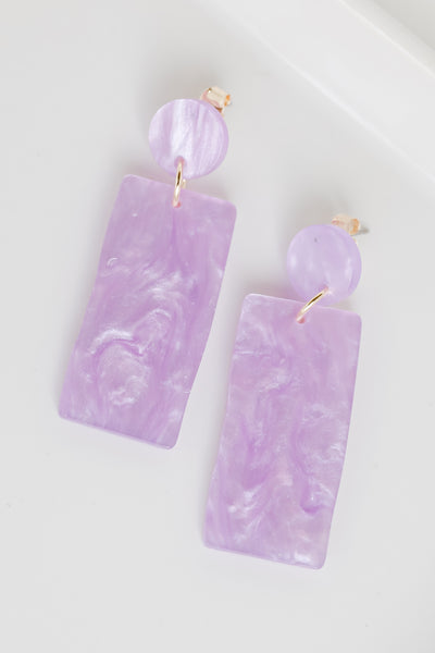 Acrylic Statement Earrings in purple