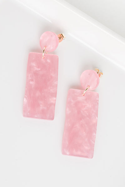 Acrylic Statement Earrings in pink