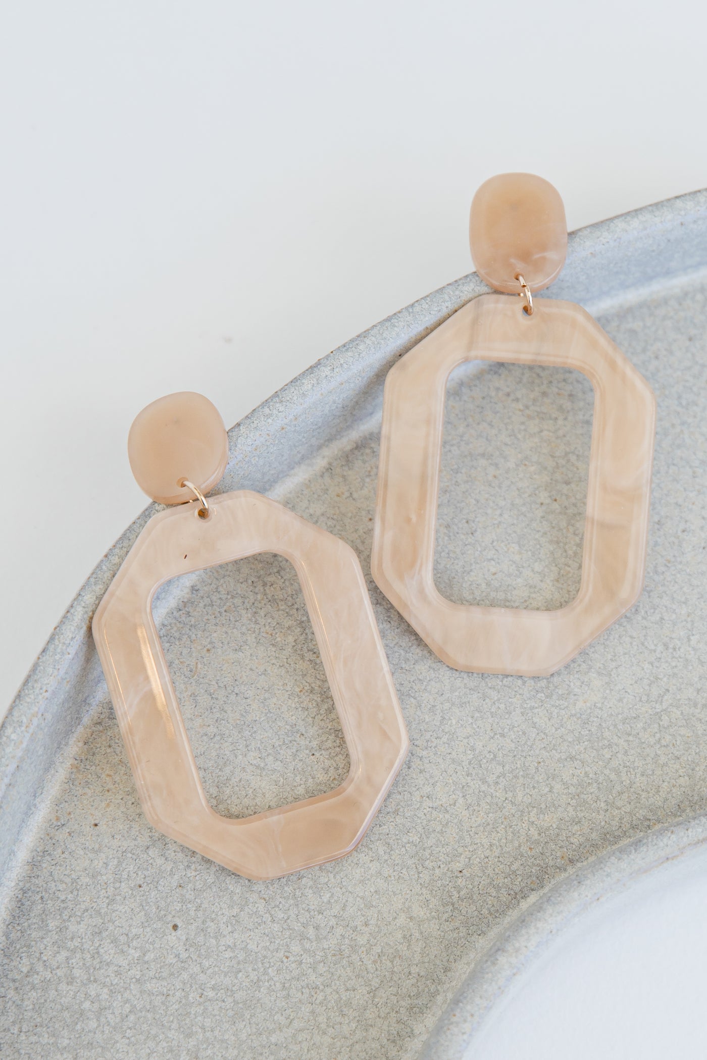 taupe Acrylic Statement Earrings flat lay