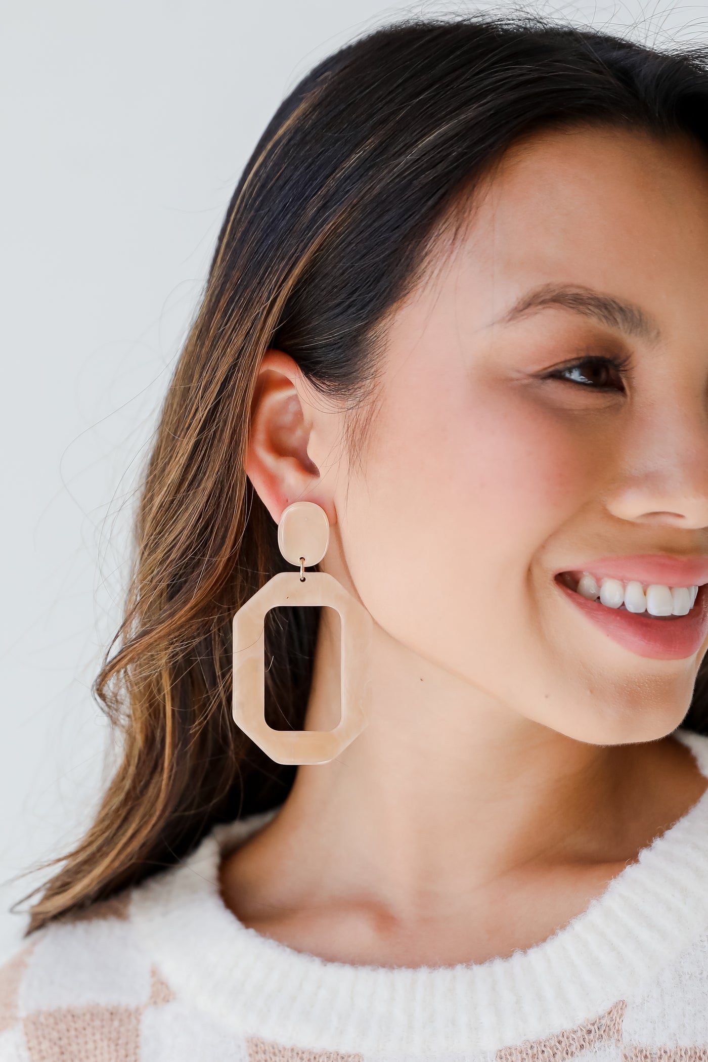 taupe Acrylic Statement Earrings