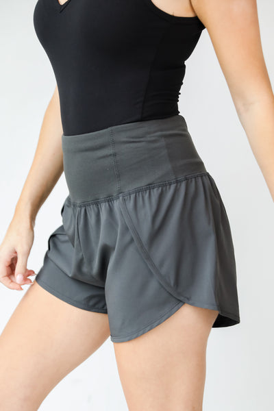grey Athletic Shorts side view