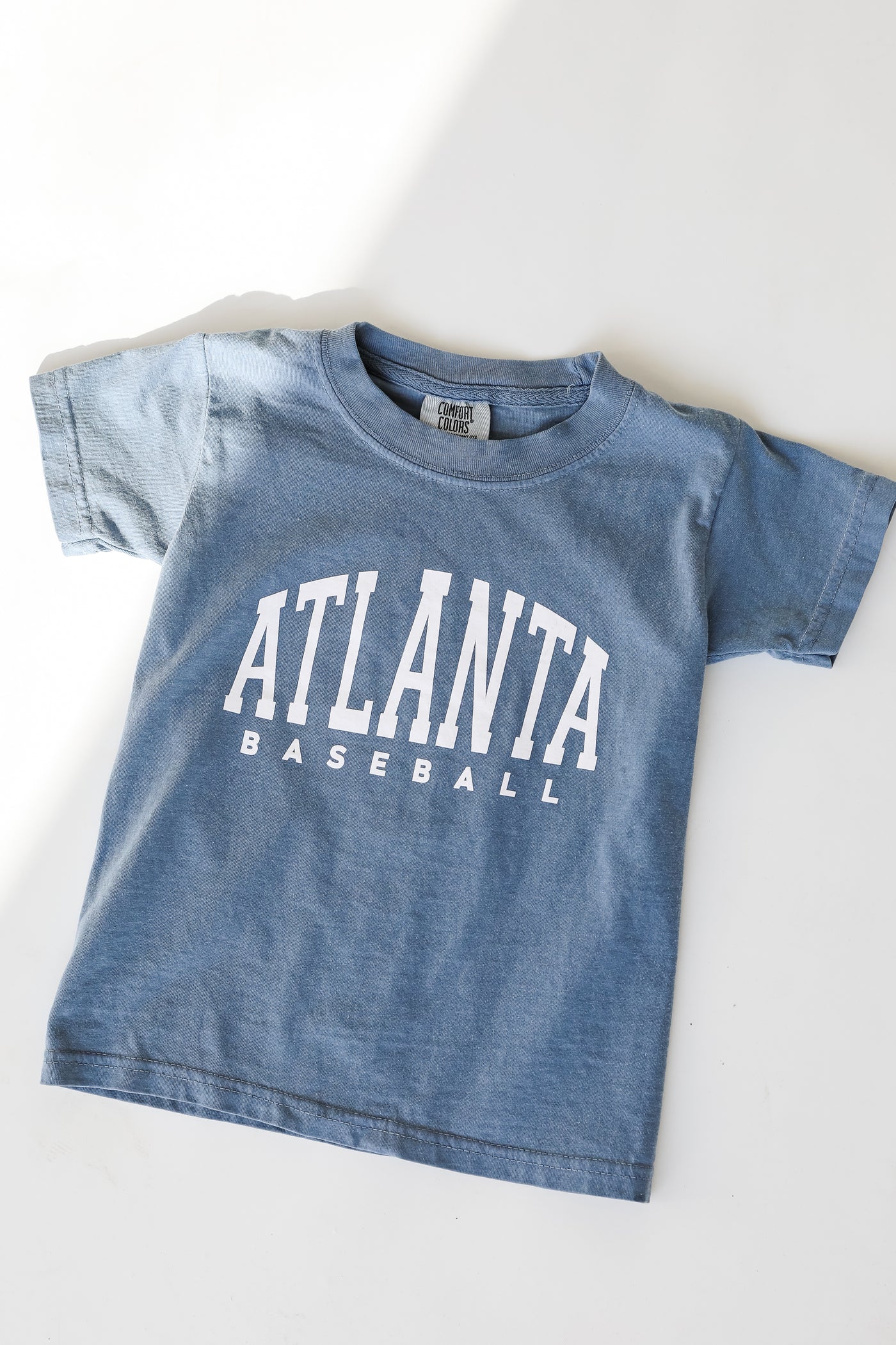 Youth Denim Atlanta Baseball Tee flat lay