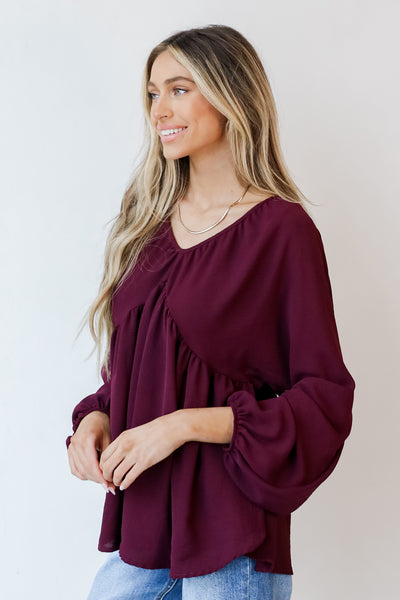 Babydoll Blouse in wine side view