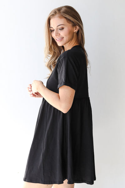 Babydoll Mini Dress in black side view
