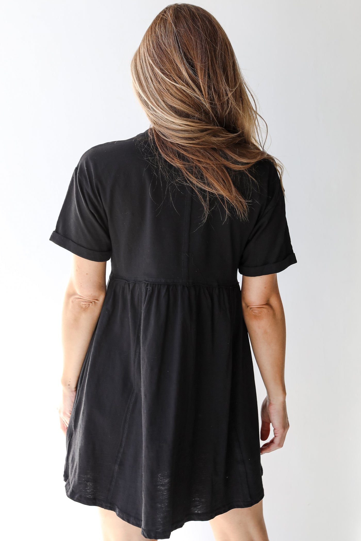 Babydoll Mini Dress in black back view