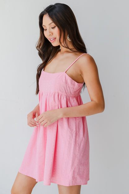 Babydoll Mini Dress in pink side view