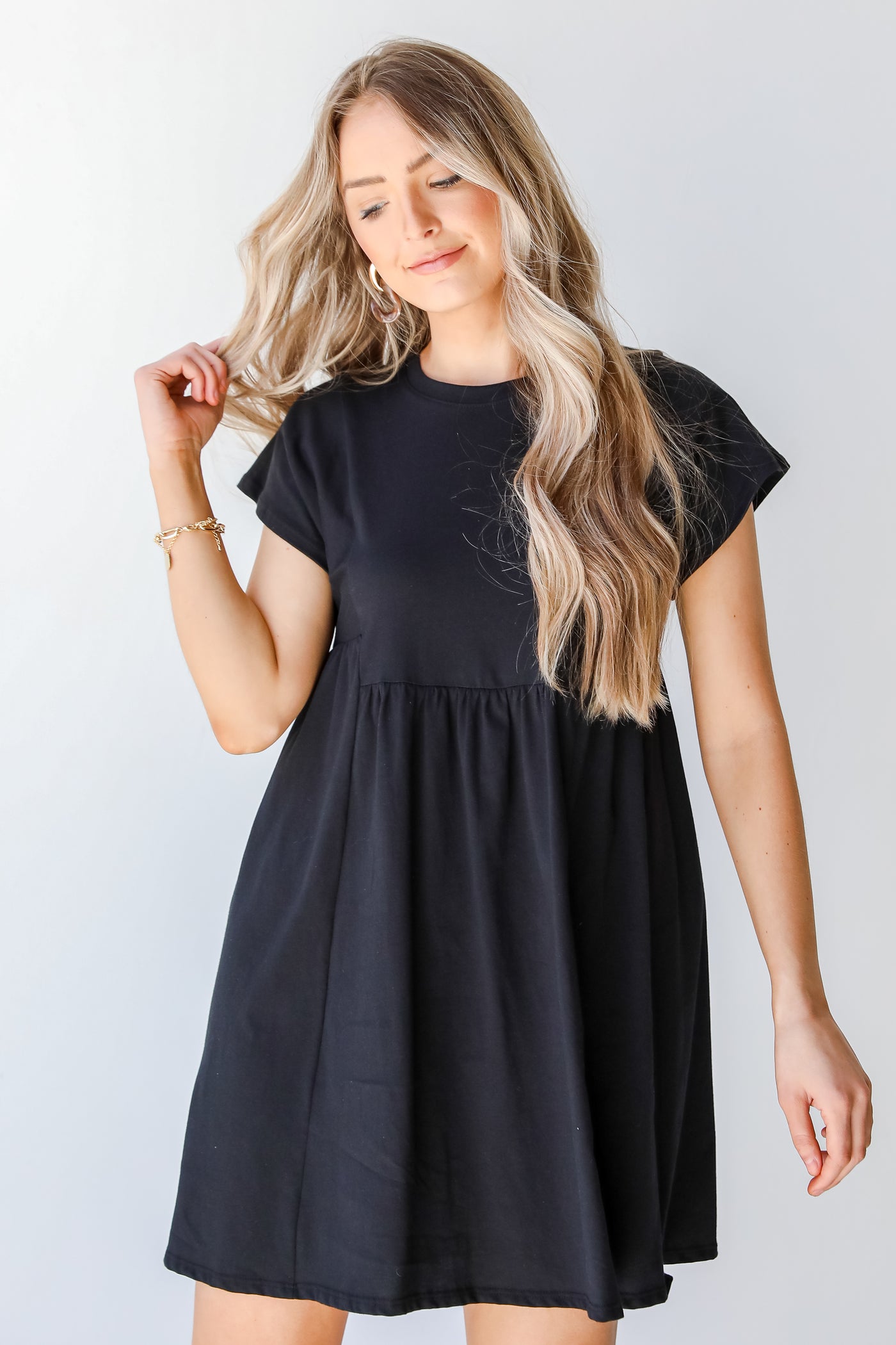 Babydoll Dress in black front view