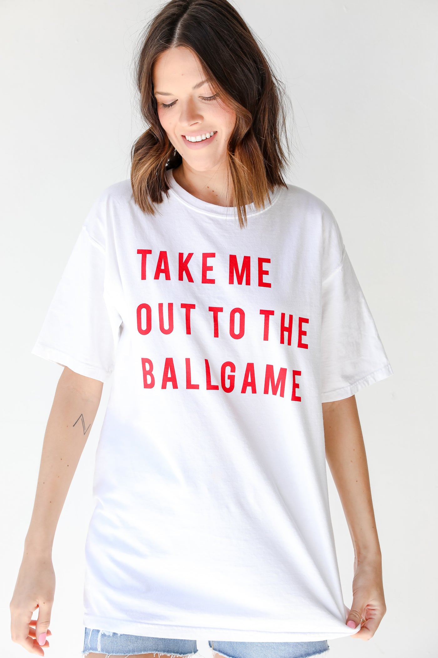 Take Me Out To The Ballgame Graphic Tee on model