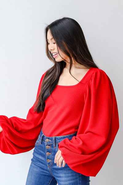 Blouse in red side view