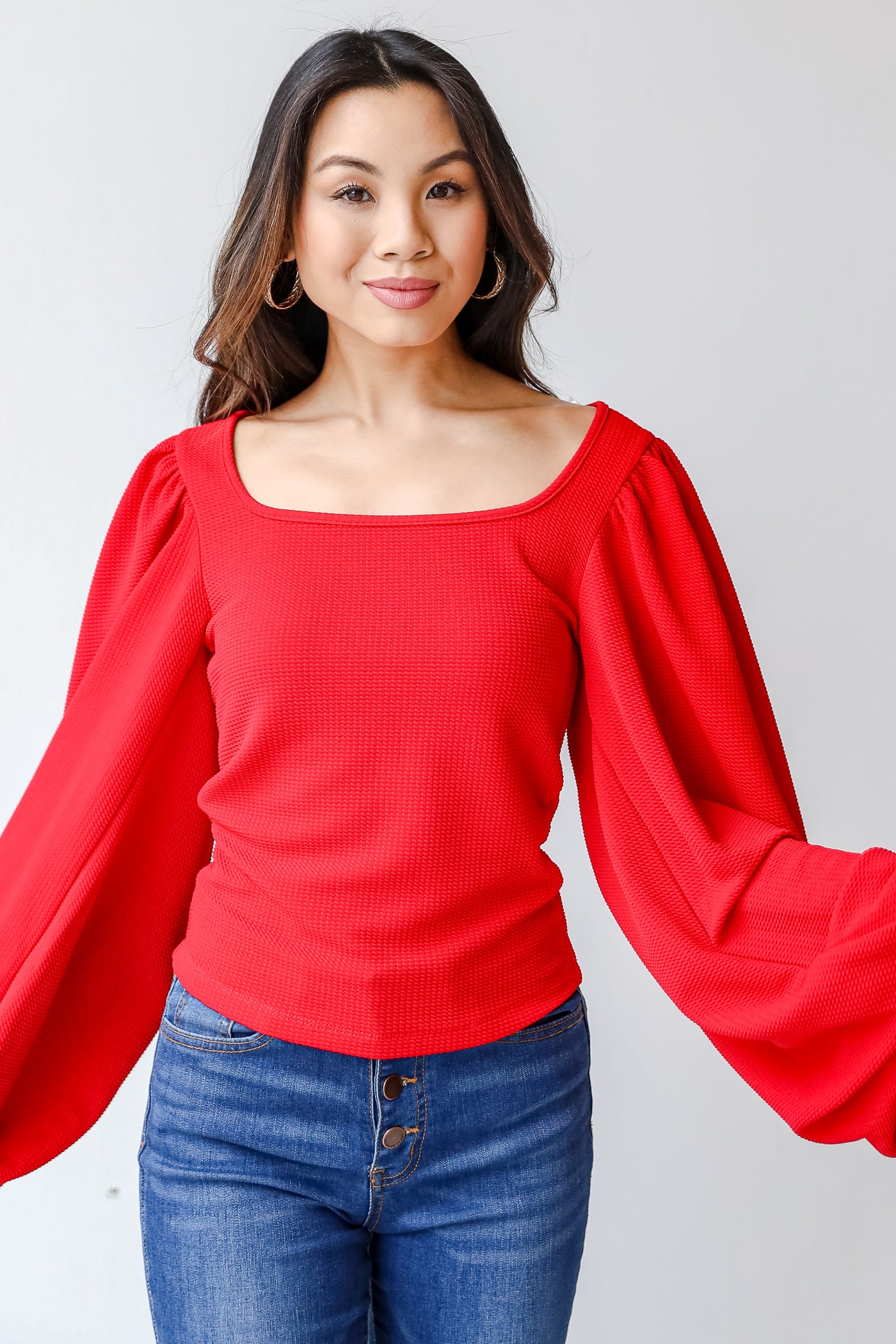 Blouse in red front view