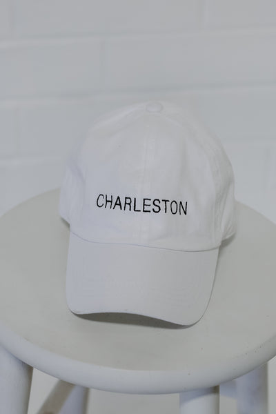 Charleston Embroidered Hat in white flat lay