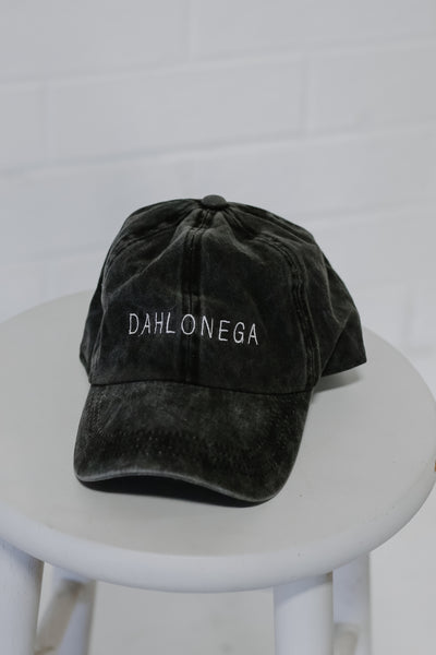 Dahlonega Embroidered Hat in black flat lay