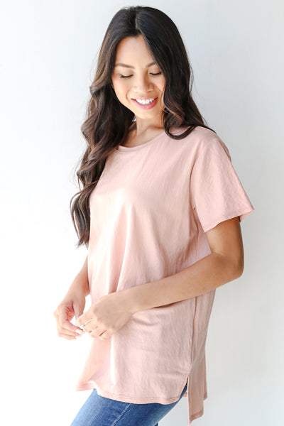 Basic Tee in blush side view