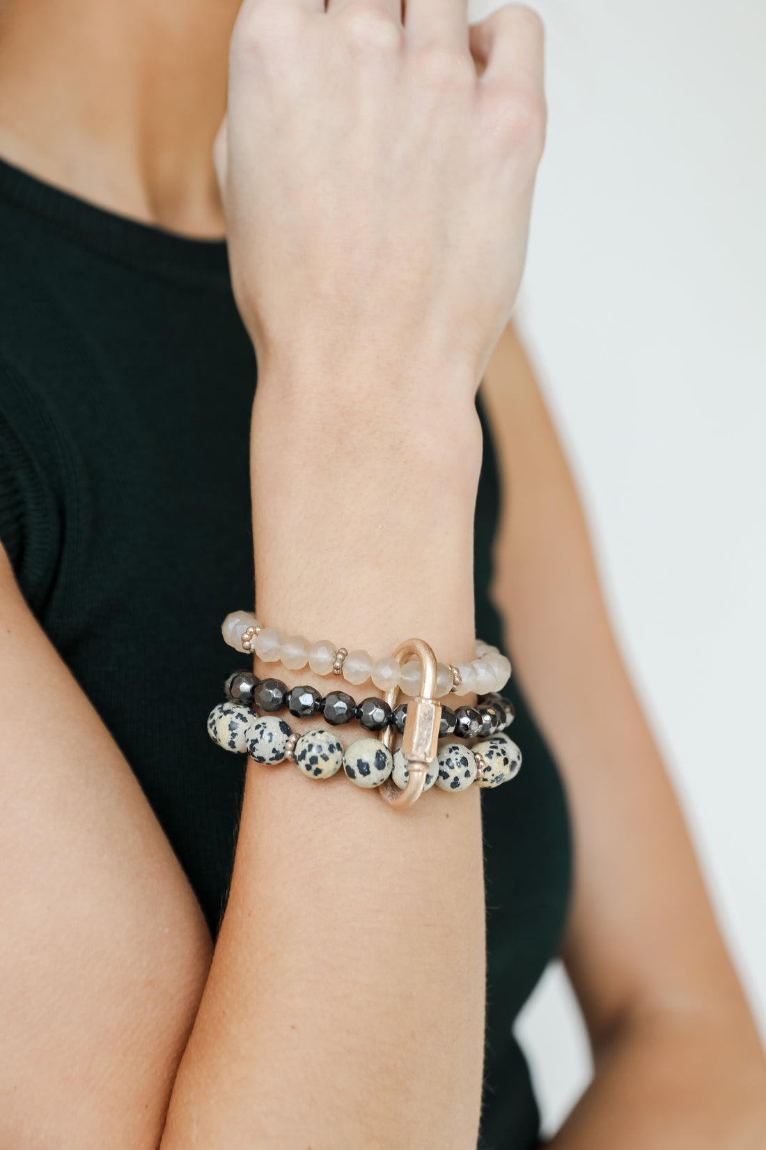 Beaded Bracelet Set in black